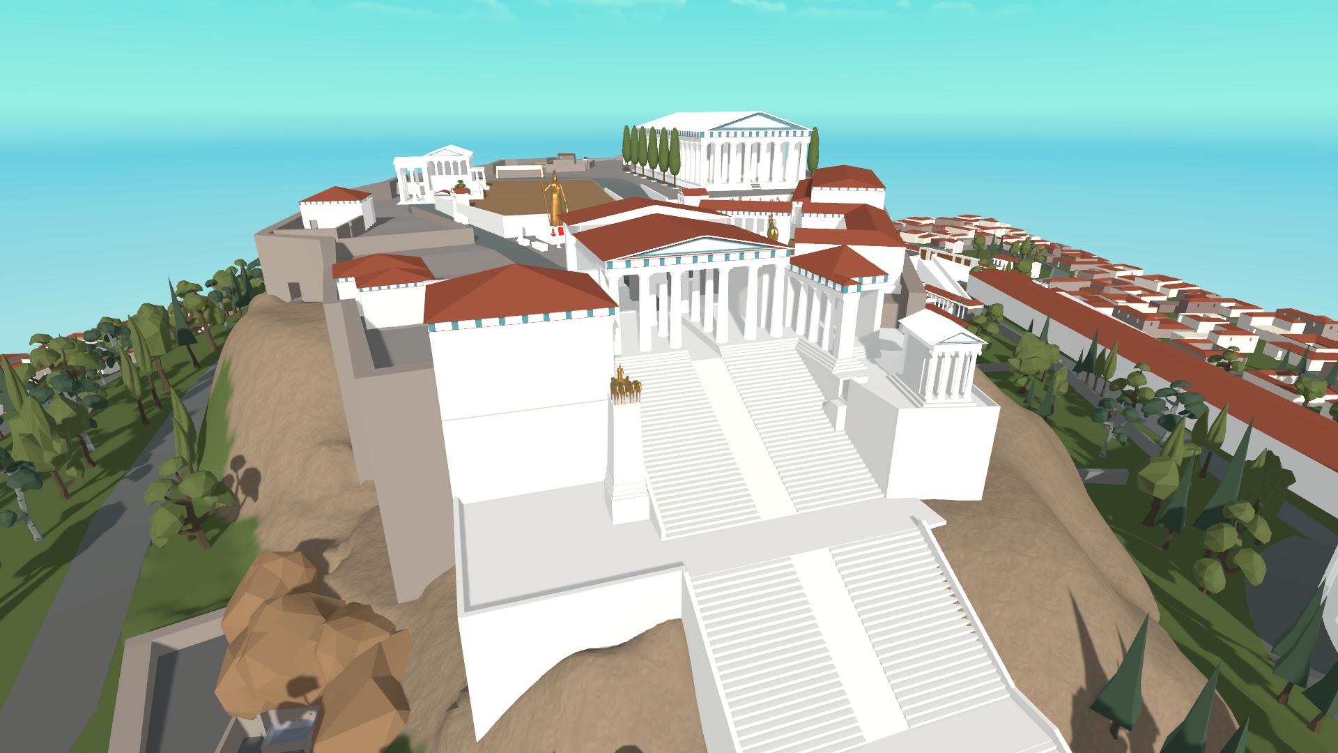 Acropolis world — Parthenon and rocky plateau in VR